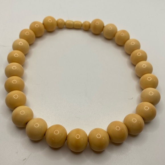 BAKELITE Vintage 1930s Egg Yolk Color Beaded Necklace Rockabilly Atomic Jewelry - Picture 1 of 4